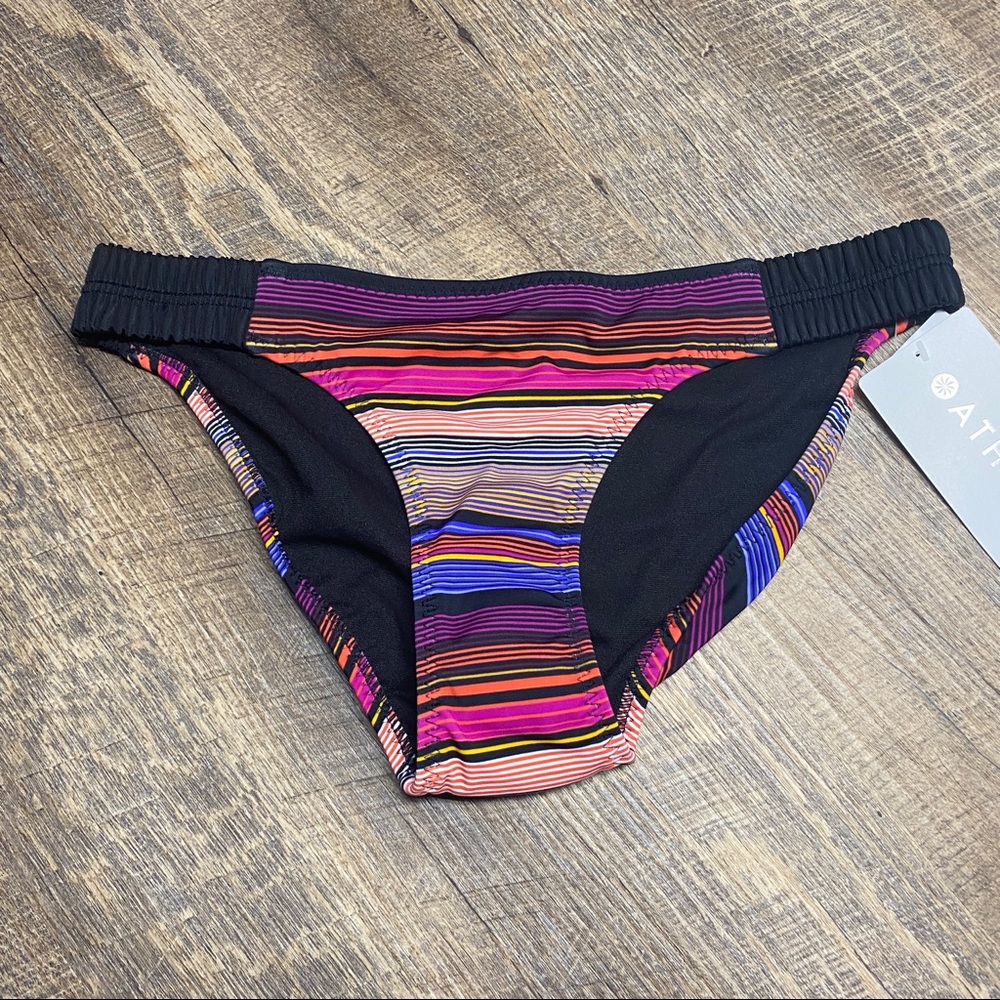 NWT Athleta Capri Stripe Side Smocked Swim Bottom